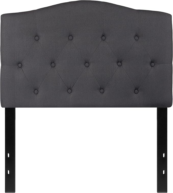 BizChair Tufted Upholstered Twin Size Headboard in Dark Gray Fabric
