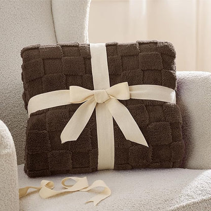 Bedsure GentleSoft Fall Throw Blanket for Couch Dark Brown - Checkered Fleece Blankets Gifts for Women Men Girls, Cute Soft Cozy Throw for Bedroom Home Decor Gifts, 50x60 Inches