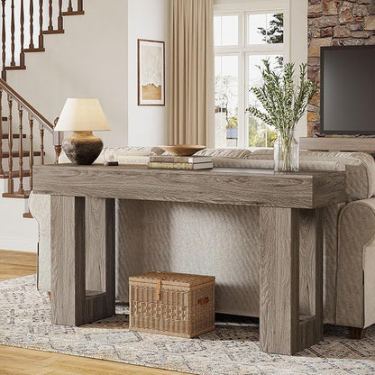 Tribesigns Console Table, 63" Farmhouse Entryway Table, Rectangular Wooden Accent Console for Entrance, Hallway & Living Room (Grey)