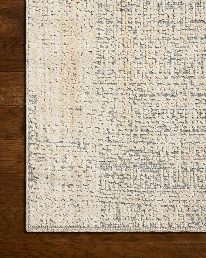 Loloi Amber Lewis Bexley Collection BEX-03 Natural/Slate 7'-10" x 10' Area Rug Neutral, Textured, Living, Bedroom, Dining, Carpet