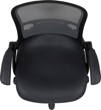 Flash Furniture Porter High-Back Swivel Office Chair with Adjustable Lumbar Support and Seat Height, Ergonomic Mesh Desk Chair with Flip-Up Armrests, Black