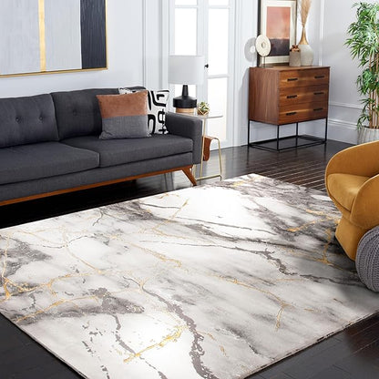 SAFAVIEH Craft Collection X-Large Area Rug - 11' x 15', Grey & Gold, Modern Abstract Design, Ideal for High Traffic Areas in Living Room, Bedroom, Dining (CFT877F-1115)