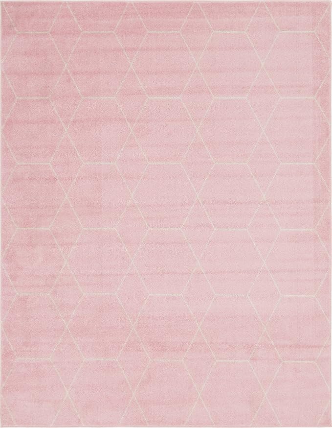 Unique Loom Trellis Frieze Collection Area Rug - Geometric (8' x 10', Light Pink/ Ivory)