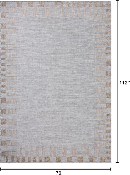 Loloi Amber Lewis Topanga Collection TOP-08 Silver/Natural 6'-7" x 9'-4" Indoor/Outdoor Area Rug
