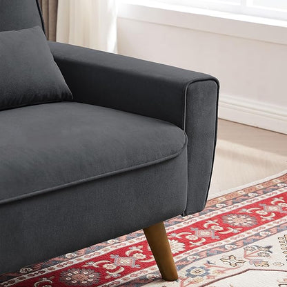 48.8" Small Loveseat Sofa, Mid Century Modern Love Seat Couch with Back Cushions and Plastic Legs, 2 Seater Couches for Living Room, Bedroom, Small Spaces, Dark Grey