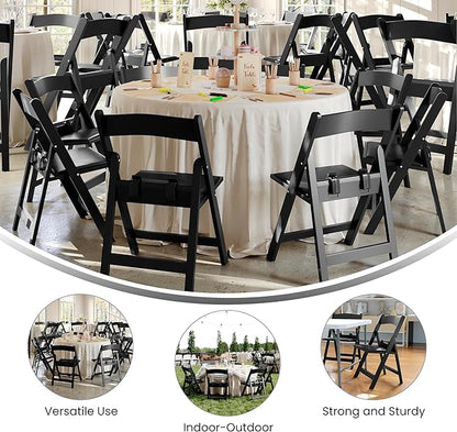 Flash Furniture Hercules Set of 10 Kids Black Resin Folding Chair with Black Vinyl Padded Seat