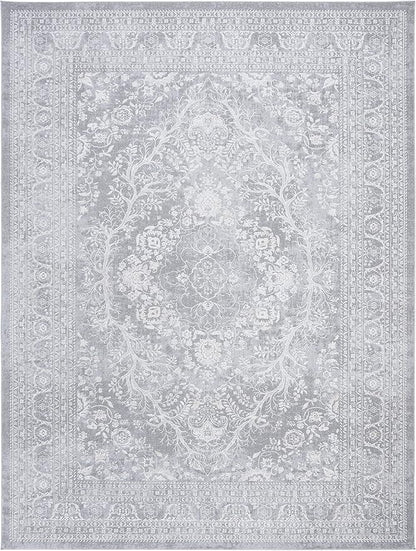 SAFAVIEH Area Rug 6x9 - Reflection Collection - Light Grey & Cream, Non-Shedding & Easy Cleaning, Ideal for Foyer, Living Room, Bedroom (RFT668G)