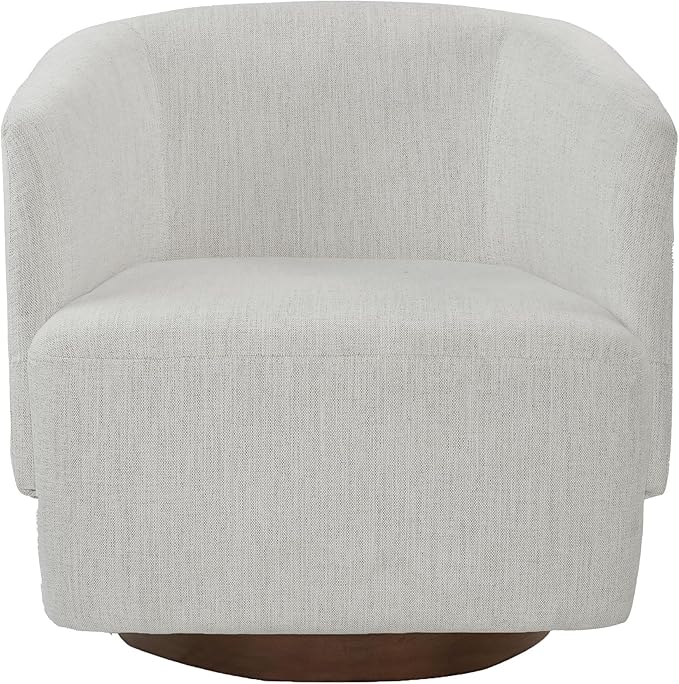MINCETA Accent Chair,Modern Swivel Chairs for Living Room and Bedroom Reading with Wood Base,Performance Fabric in Ivory