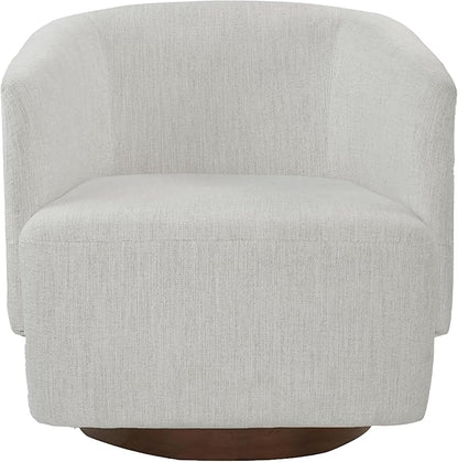 MINCETA Accent Chair,Modern Swivel Chairs for Living Room and Bedroom Reading with Wood Base,Performance Fabric in Ivory