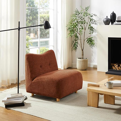 Art Leon Modern Accent Chair - Fabric Modular Single Sofa Chair Armless Chair with Wooden Legs for Bedroom Living Room Brown