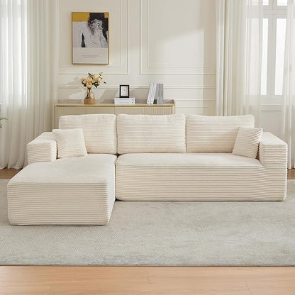 106" Cloud Modular Sectional Sofa Couch with L-Shape Chaise,Modern Boneless Sectional Couch with Deep Seat,Upholstered Couches for Living Room Bedroom,No Assembly Required,Beige