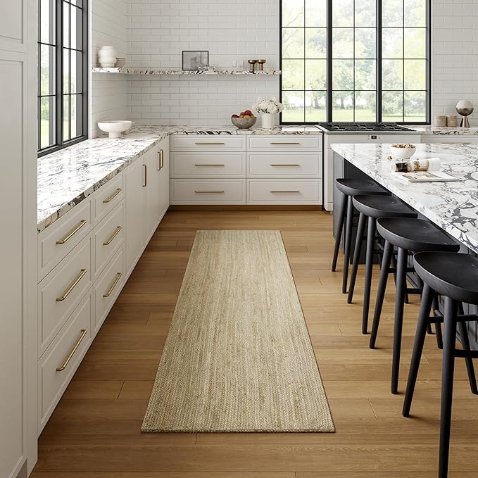 nuLOOM 2x16 Rigo Jute Hand Woven Area Rug, Off White, Solid Farmhouse Design, Natural Fiber, For Bedroom, Living Room, Dining Room, Hallway, Office, Kitchen, Entryway