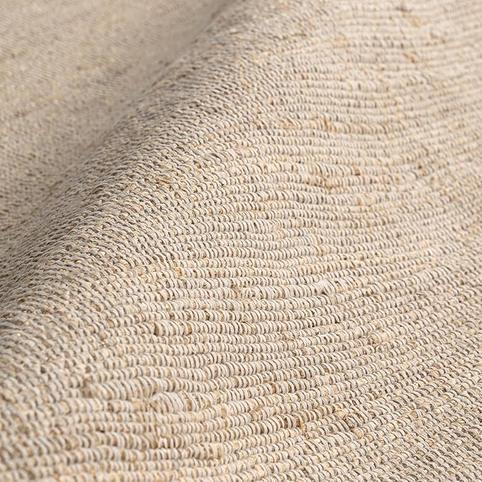 nuLOOM 4 Round Elfriede Jute & Cotton Hand Woven Area Rug, Natural, Solid Rustic Farmhouse Style, Weaved Design, Natural Fiber, For Bedroom, Living Room, Dining Room, Hallway, Office, Entryway