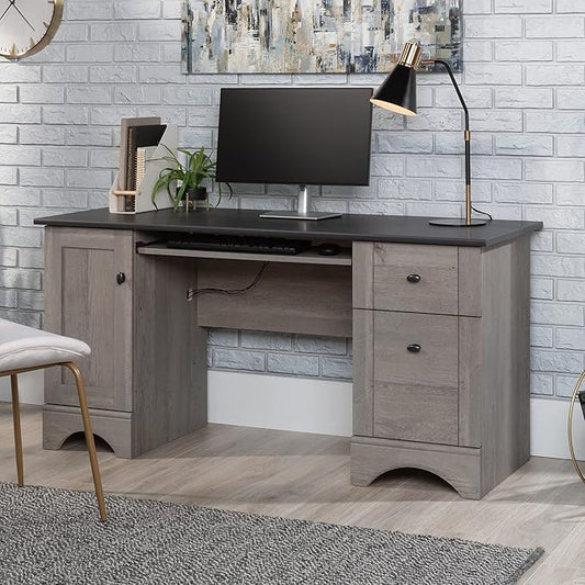 Sauder Miscellaneous Office Computer Desk with Drawers, Mystic Oak Finish