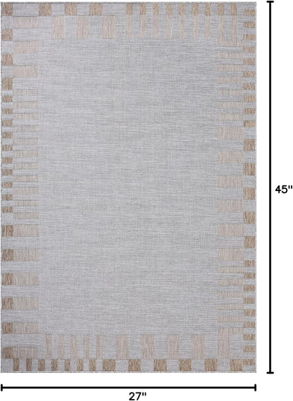 Loloi Amber Lewis Topanga Collection TOP-08 Silver/Natural 2'-3" x 3'-9" Indoor/Outdoor Area Rug