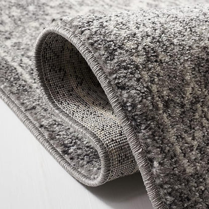 SAFAVIEH Evoke Collection Area Rug - 3' Square, Grey & Ivory, Distressed Design, Non-Shedding & Easy to Clean, Ideal for Foyer, Bedroom, Accent Space (EVK256D)