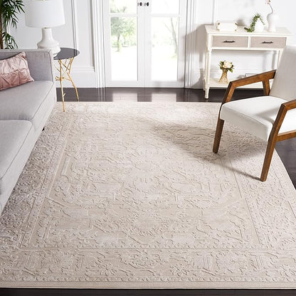 SAFAVIEH Area Rug 8x10 - Reflection Collection - Large - Cream & Ivory, Non-Shedding & Easy Cleaning, Ideal for Living Room, Bedroom, Dining Space (RFT665D)