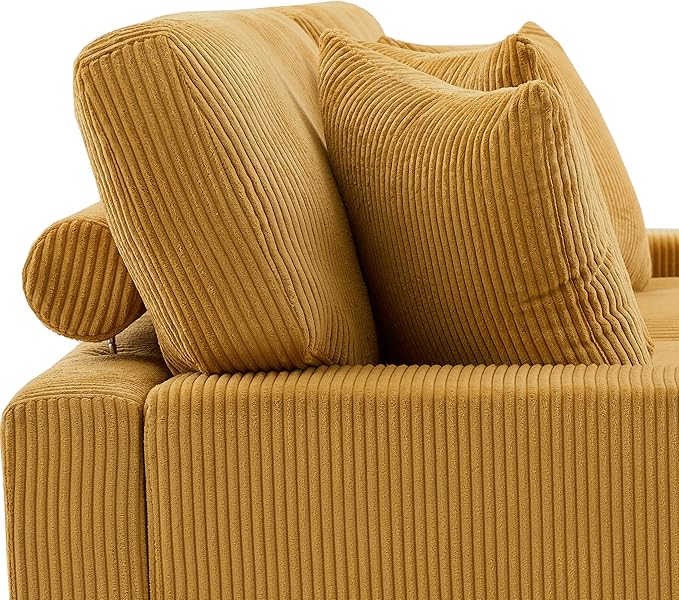 Modular Sectional Couches for Living Room, Modern Loveseat 2-Seater Sofa Couch with Ottoman, Upholstered Couches for Living Room Bedroom, Orange