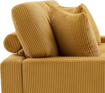 Modular Sectional Couches for Living Room, Modern Loveseat 2-Seater Sofa Couch with Ottoman, Upholstered Couches for Living Room Bedroom, Orange