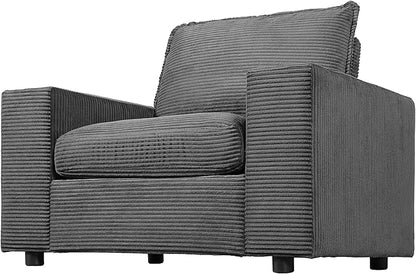 Christopher Knight Home Zoe Oversized Chaise Lounge Chair Indoor with Cup Holders & USB Charging Port, Corduroy Upholstered Sofa Bed + Ottoman with Storage, Comfy Deep Seat Sleeper Sofa Chair, Grey