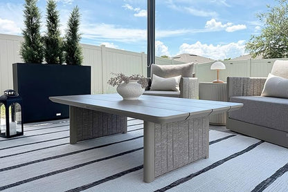 PURPLE LEAF Patio Furniture Set 8 Pieces Patio Seating Sofas Aluminum Furniture Outdoor Couch Sectional Set with Cushions and Aluminum Table Patio Conversation Sets Beige