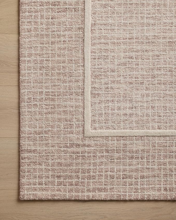 Loloi Chris Loves Julia Briggs Collection, Blush & Ivory, 9'-3" x 13' Area Rug – Minimal Gritted Design Area Rugs for Living Room Bedroom Entryway & Hallway No Shed High Traffic Home Decor Rug