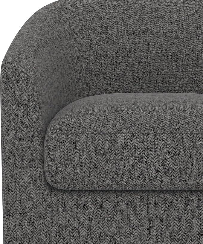 Swivel Accent Chair, Upholstered Modern Barrel-Curved Arm Chair, Velvet Fabric Comfty Sofa Reading Chair with Solid Wood Base for Living Room, Bedroom, Club, Pebble Grey