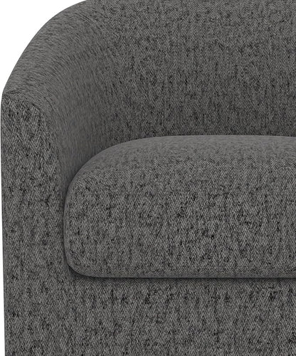 Swivel Accent Chair, Upholstered Modern Barrel-Curved Arm Chair, Velvet Fabric Comfty Sofa Reading Chair with Solid Wood Base for Living Room, Bedroom, Club, Pebble Grey
