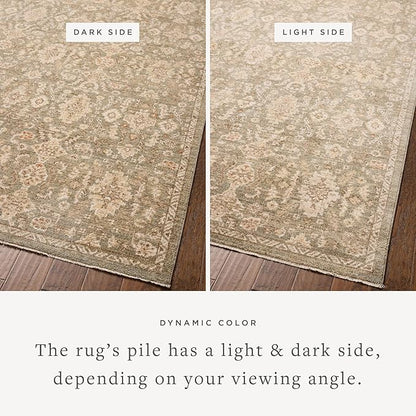 Loloi Chris Loves Julia Palma Collection PLM-03 Lagoon/Natural 6'-3" x 9'-6" Area Rug Vintage Style Boho Living Room Bedroom Carpet