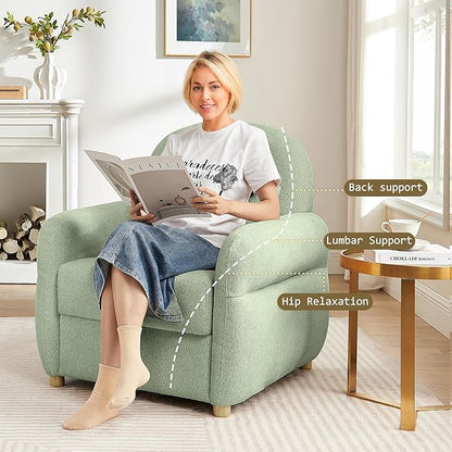 33.5" Accent Chair with Seat Storage Modern Reading Chair Accent Chairs for Living Room Armchair Bedroom,Apartment (Light Green, 33.5")