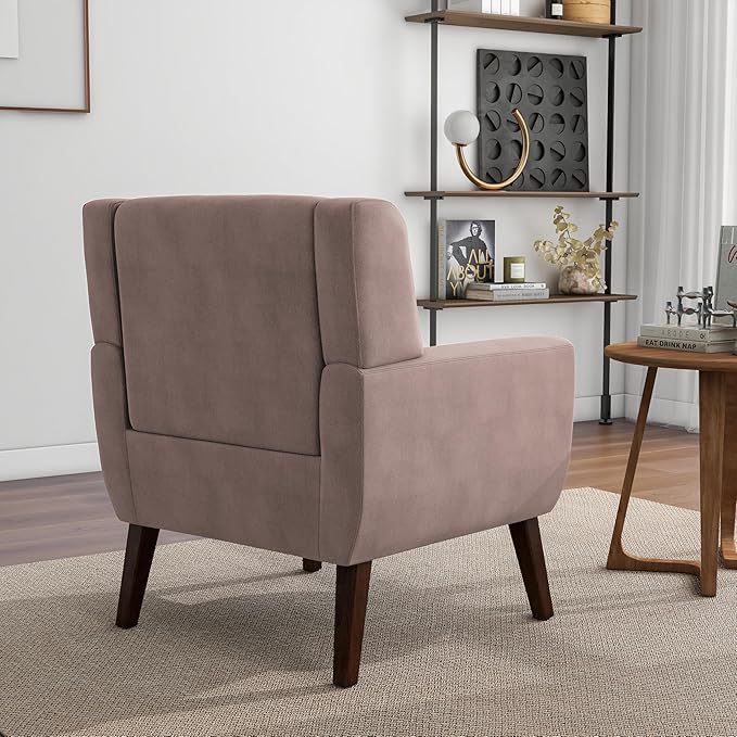 Accent Chair, Modern Velvet Arm Chair for Living Room, Bedroom, Comfy High-Resilient Sponge Reading Chair for Small Spaces （Velvet Silk Pink, Set of 2