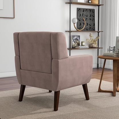 Accent Chair, Modern Velvet Arm Chair for Living Room, Bedroom, Comfy High-Resilient Sponge Reading Chair for Small Spaces （Velvet Silk Pink, Set of 2