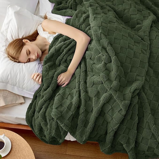 Bedsure GentleSoft Blankets Queen Size for Bed - Super Soft Cozy Blanket for Women Men Girls, Large Fuzzy Fleece Throw for Bedroom Decor, Bronze Green, 90x90 Inches