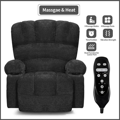 DURASPACE Power Lift Recliner Chair Massage Recliners with Heat, Shell Backrest Lift Chair Recliners for Elderly（Dark Gray）