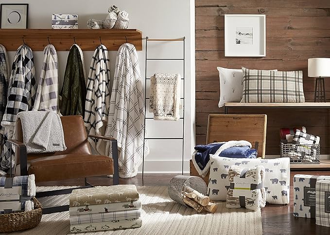 Eddie Bauer - Flannel Sheets King Size, Anti-Pilling & Wrinkle Resistant Cotton, Touchably Soft for All-Season Comfort - Bed Sheets with Matching Pillowcases & Fitted Sheet (Retriever Adventure Ivory)