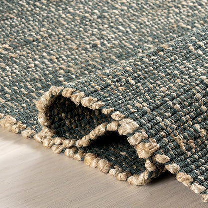 nuLOOM 6x9 Elfriede Jute & Cotton Hand Woven Area Rug, Green, Solid Rustic Farmhouse Style, Weaved Design, Natural Fiber, for Bedroom, Living Room, Dining Room, Hallway, Office, Entryway