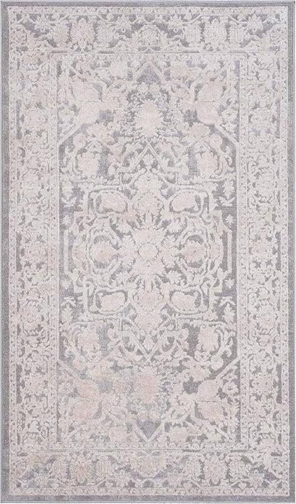 SAFAVIEH Reflection Collection Accent Rug - 2'3" x 3', Light Grey & Cream, , Non-Shedding & Easy Cleaning, Ideal for Foyer, Living Room, Bedroom (RFT665C)