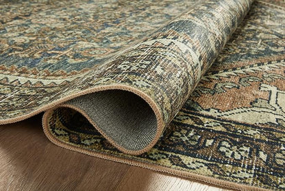 Loloi Magnolia Home by Joanna Gaines Banks Collection BAN-02 Denim/Clay 5'-0" x 7'-6", .13" Pile Height, Machine Washable, Area Rug
