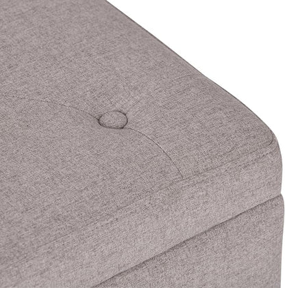 SIMPLIHOME Hamilton 48 inch Wide Transitional Rectangle Storage Ottoman in Cloud Grey Linen Look Fabric, Assembled, For the Living Room, Entryway and Family Room