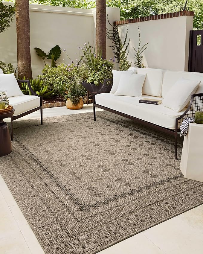 Loloi Chris Loves Julia Providence Collection PRC-06 Charcoal/Dove 7'-6" x 10', .12" Pile Height, Indoor/Outdoor Area Rug