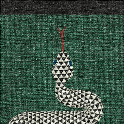 RUGGABLE x Jonathan Adler Washable Modern Area Rug – Venom Emerald 5x7, Stain-Resistant, Non-Slip – Medium Machine Washable Rugs for Living Room, Bedroom, Hallway, Entryway & Office–with Standard Pad