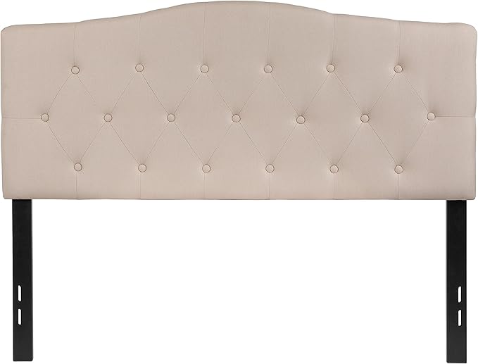 BizChair Tufted Upholstered Full Size Headboard in Beige Fabric