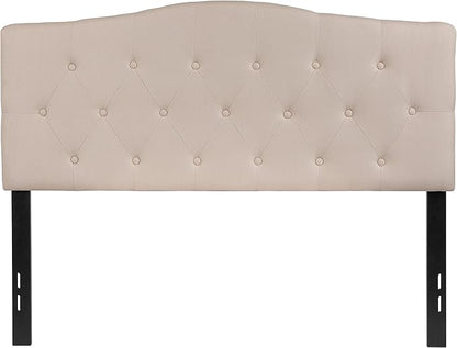 BizChair Tufted Upholstered Full Size Headboard in Beige Fabric