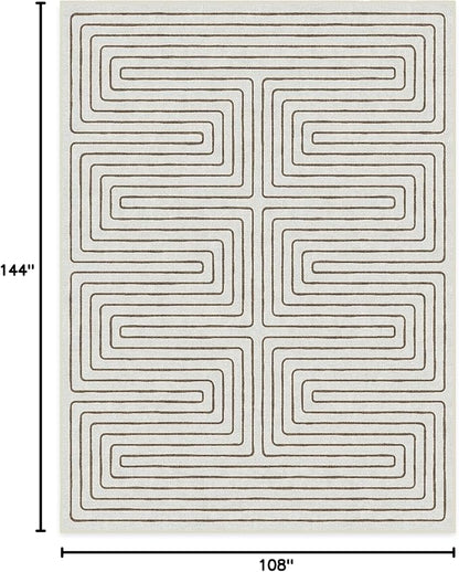 RUGGABLE x Jonathan Adler Machine Washable Modern Area Rug – Labyrinth Camel/Ivory 9x12, Stain-Resistant, Non-Slip – Large Rugs for Living Room, Bedroom, Hallway, Entryway & Office–with Cushioned Pad