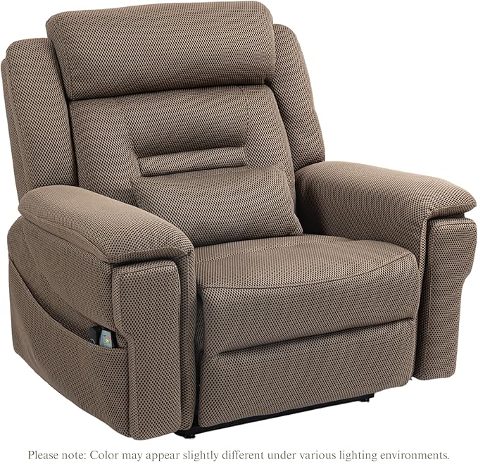Big Man 400 lbs Recliners 28 Inch Wide Seat, Oversized Power Lift Recliner for Elderly Adults with Heat Massage, Lay Flat Recliner Chair Cup Holder & Wireless Phone Charger, USB Type C Charging