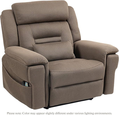 Big Man 400 lbs Recliners 28 Inch Wide Seat, Oversized Power Lift Recliner for Elderly Adults with Heat Massage, Lay Flat Recliner Chair Cup Holder & Wireless Phone Charger, USB Type C Charging