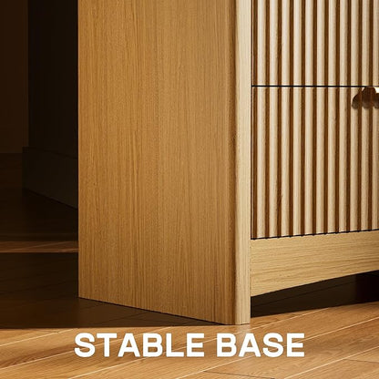 Marsail 6 Drawer Wooden Dresser with Smooth-Glide Drawers, Modern Storage Solution for Bedrooms, Living Rooms, and Hallways, Featuring Large Capacity and an Elegant Natural Wood Finish, Natural Oak