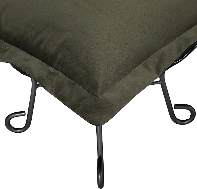 Howard Elliott Scroll Puff Ottoman Chair With Cover, Multipurpose Alternate Seating Footstool Footrest Chair with Titanium Frame, Patio Furniture for Camping, Home, Indoor & Outdoor, Bella Pewter