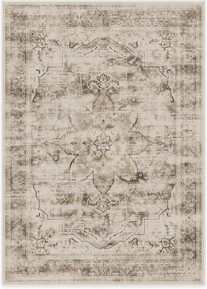RUGGABLE Washable Vintage Area Rug – Sarrah Hazel 10x14, Stain-Resistant, Non-Slip – Large Machine Washable Rugs for Living Room, Bedroom, Hallway, Entryway & Office–with Cushioned Pad