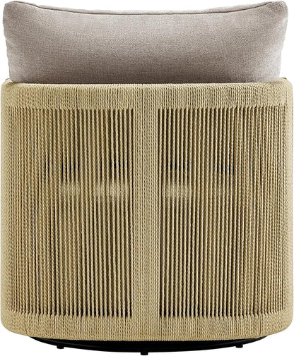CHITA Braid Swivel Accent Chairs, Modern Comfy FSC Certified Armchair with Paper Cord & Wood Frame for Living Room and Bedroom, Fully Assembled - Linen